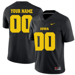 Alternative view of Custom Iowa Hawkeyes Football Black Alternate Game Jersey - All Stitched