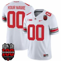 Alternative view of Custom Ohio State Buckeyes Football White Away Jersey - All Stitched