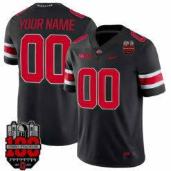 Alternative view of Custom Ohio State Buckeyes Football Black Alternate Jersey - All Stitched