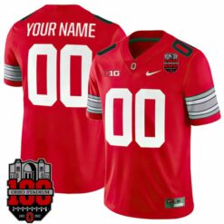 Alternative view of Custom Ohio State Buckeyes Football Red Alternate Jersey - All Stitched