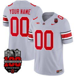 Alternative view of Custom Ohio State Buckeyes Football Grey Alternate Jersey - All Stitched