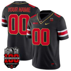 Alternative view of Custom Ohio State Buckeyes Football Gold Version Black Jersey - All Stitched