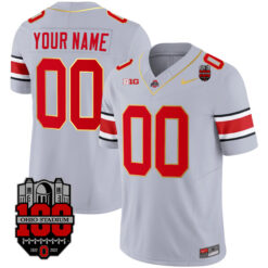 Alternative view of Custom Ohio State Buckeyes Football Gold Version Grey Jersey - All Stitched