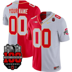 Alternative view of Custom Ohio State Buckeyes Football Gold Version Split Jersey - All Stitched