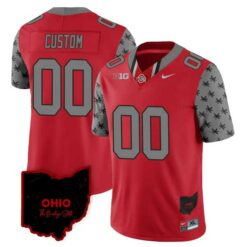 Custom Ohio State Buckeyes Football Ohio Concept Red Jersey - All Stitched