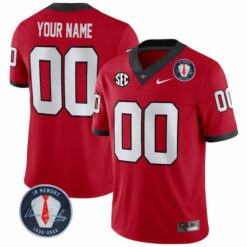 Alternative view of Custom Georgia Bulldogs Football Red Home Jersey - All Stitched