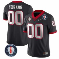 Alternative view of Custom Georgia Bulldogs Football Black Alternate Jersey - All Stitched