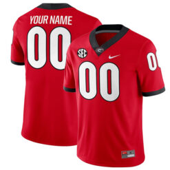 Custom Georgia Bulldogs Football Red Jersey - All Stitched