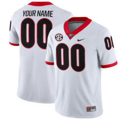 Custom Georgia Bulldogs Football White Jersey - All Stitched
