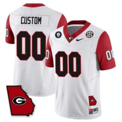Custom Georgia Bulldogs Football Georgia Map White Jersey - All Stitched