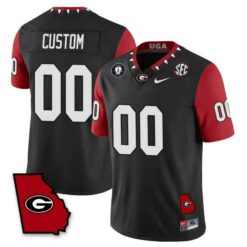 Custom Georgia Bulldogs Football Georgia Map Black Jersey - All Stitched