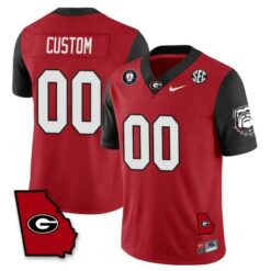 Custom Georgia Bulldogs Football Georgia Map Red Jersey - All Stitched