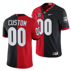 Custom Georgia Bulldogs Football Black Red Split Jersey - All Stitched