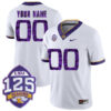 Custom LSU Tigers Football 2018 Silent Season White Jersey - All Stitched