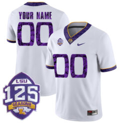 Custom LSU Tigers Football 2018 Silent Season White Jersey - All Stitched