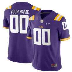 Custom LSU Tigers Football Purple Home Jersey - All Stitched
