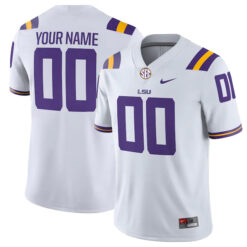 Custom LSU Tigers Football White Away Jersey - All Stitched