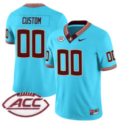 Custom Florida State Seminoles Football Turquoise Blue Jersey - All Stitched