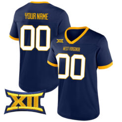 Custom West Virginia Mountaineers Football Navy Jersey - All Stitched
