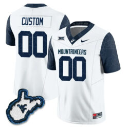 Custom West Virginia Mountaineers Football White Country Roads Jersey - All Stitched