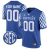 Custom Kentucky Wildcats Football Royal Blue Home Jersey - All Stitched