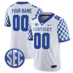 Custom Kentucky Wildcats Football White Away Jersey - All Stitched