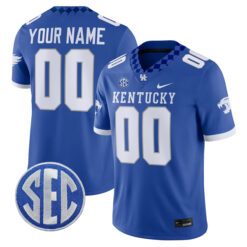 Custom Kentucky Wildcats Football Royal Blue Game Jersey - All Stitched