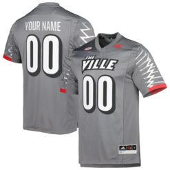 Custom Louisville Cardinals Football Grey Alternate Jersey - All Stitched