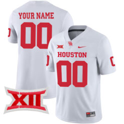Custom Houston Cougars Football White Away Jersey - All Stitched