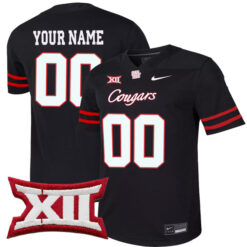Custom Houston Cougars Football 2nd Black Alternate Jersey - All Stitched