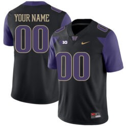 Custom Washington Huskies Football Black Alternate Jersey - All Stitched