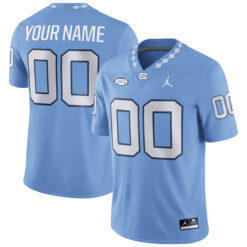 Custom North Carolina Tar Heels Football Carolina Blue Home Game Jersey - All Stitched