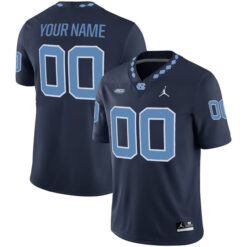 Custom North Carolina Tar Heels Football Navy Alternate Game Jersey - All Stitched