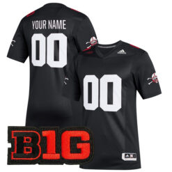 Custom Nebraska Cornhuskers Football Black Premier Strategy Jersey - All Stitched
