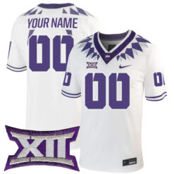 Custom TCU Horned Frogs Football White Away Game Jersey - All Stitched