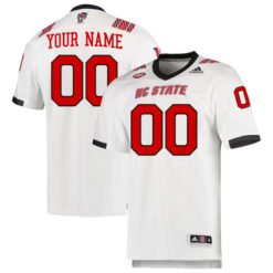 Custom North Carolina State Wolfpack Football White Away Game Jersey - All Stitched
