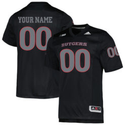 Custom Rutgers Scarlet Knights Football Black Alternate Game Jersey - All Stitched