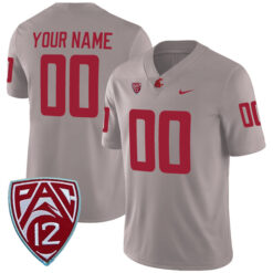 Custom Washington State Cougars Football Grey Alternate Game Jersey - All Stitched