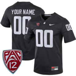 Custom Washington State Cougars Football Black Alternate Game Jersey - All Stitched