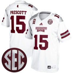 Dak Prescott Mississippi State Bulldogs Football White Alumni Jersey - All Stitched