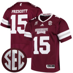 Dak Prescott Mississippi State Bulldogs Football Maroon Premier Jersey - All Stitched