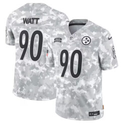 T.J. Watt Pittsburgh Steelers 2024 Salute To Service Arctic Camo Jersey - All Stitched