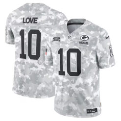 Jordan Love Green Bay Packers 2024 Salute To Service Arctic Camo Jersey - All Stitched