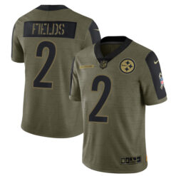 Justin Fields Pittsburgh Steelers 2021 Salute To Service Olive Jersey - All Stitched