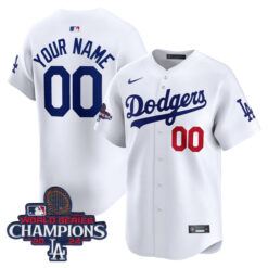 Custom Los Angeles Dodgers 2024 World Series White Limited Jersey - All Stitched