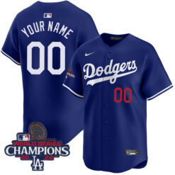 Custom Los Angeles Dodgers 2024 World Series Royal Alternate Jersey - All Stitched