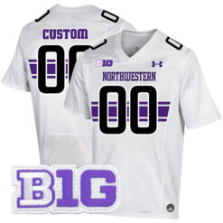 Custom Northwestern Wildcats Football White Away Game Jersey - All Stitched