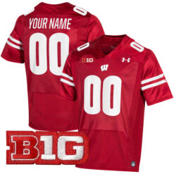 Custom Wisconsin Badgers Football Red Home Game Jersey - All Stitched
