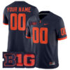 Custom Illinois Fighting Illini Football Navy Alternate Game Jersey - All Stitched