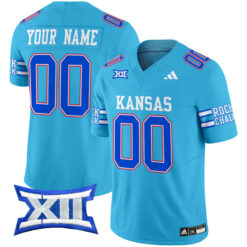 Custom Kansas Jayhawks Football Light Blue 2024 Vapor F.U.S.E Limited Jersey - All Stitched